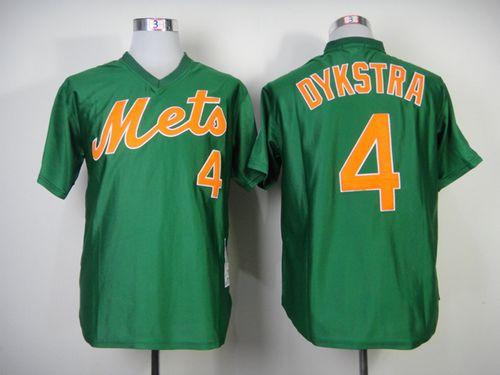 Mitchell And Ness 1985 Mets #4 Lenny Dykstra Green Throwback Stitched Jersey