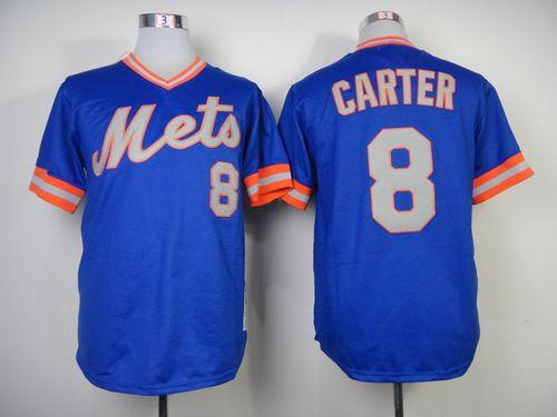 Mitchell And Ness 1983 Mets #8 Gary Carter Blue Throwback Stitched Jersey