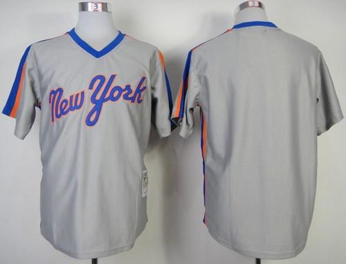 Mitchell And Ness Mets Blank Grey Throwback Stitched Jersey