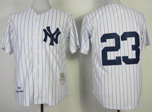 Mitchell And Ness 1995 Yankees #23 Don Mattingly Stitched White Throwback Jersey