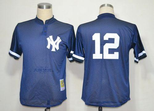 Mitchell And Ness 1995 Yankees #12 Wade Boggs Blue Throwback Stitched Jersey