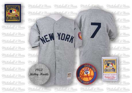 Mitchell And Ness 1952 Yankees #7 Mickey Mantle Grey Stitched Jersey