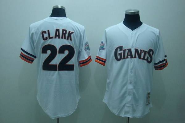 Mitchell And Ness Giants #22 Will Clark Stitched White Throwback Jersey