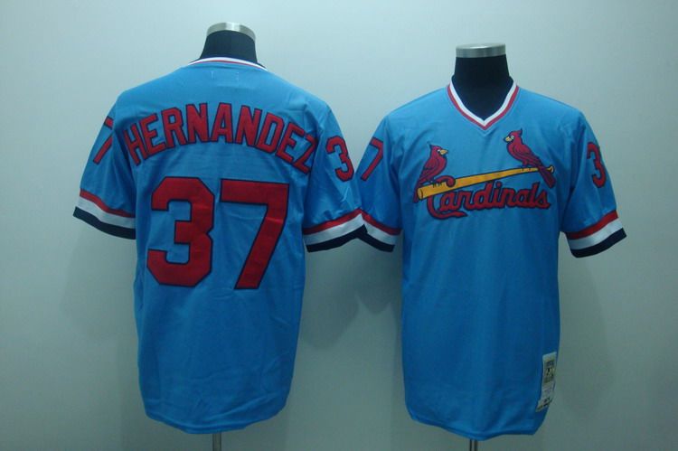 Mitchell And Ness Cardinals #37 Keith Hernandez Stitched Blue Throwback Jersey
