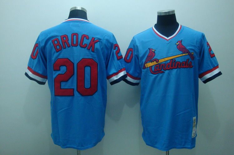 Mitchell And Ness Cardinals #20 Lou Brock Stitched Blue Throwback Jersey
