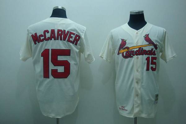 Mitchell And Ness Cardinals #15 Tim McCarver Stitched Cream Throwback Jersey