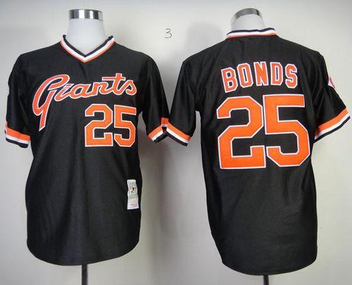 Mitchell And Ness Giants #25 Barry Bonds Black Throwback Stitched Jersey
