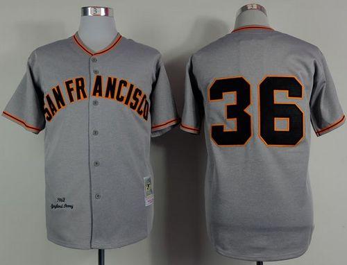 Mitchell And Ness 1962 Giants #36 Gaylord Perry Grey Stitched Jersey