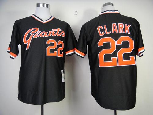 Mitchell And Ness Giants #22 Will Clark Black Stitched Throwback Jersey