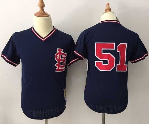 Mitchell And Ness Cardinals #51 Willie McGee Navy Blue Throwback Stitched Jersey