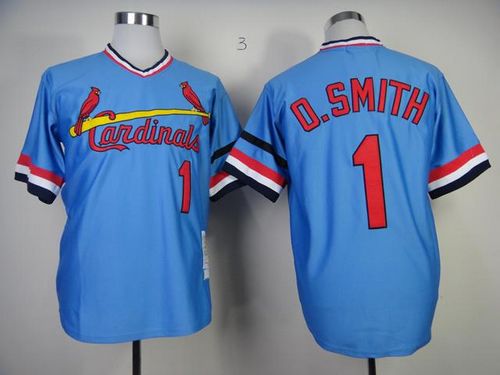 Mitchell And Ness 1982 Cardinals #1 Ozzie Smith Blue Stitched Throwback Jersey