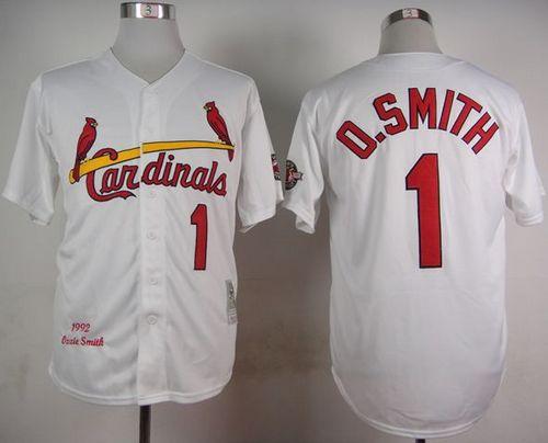 Mitchell And Ness 1992 Cardinals #1 Ozzie Smith White Stitched Jersey