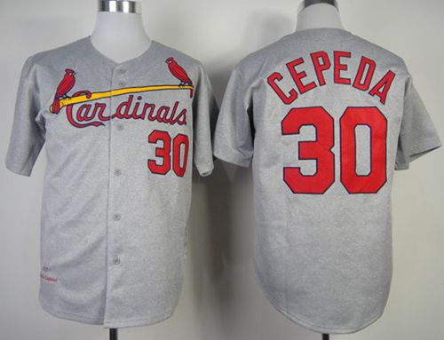 Mitchell And Ness 1967 Cardinals #30 Orlando Cepeda Grey Throwback Stitched Jersey