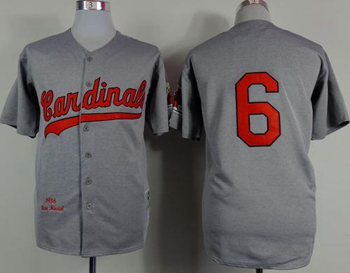 Mitchell And Ness 1956 Cardinals #6 Stan Musial Grey Stitched Jersey