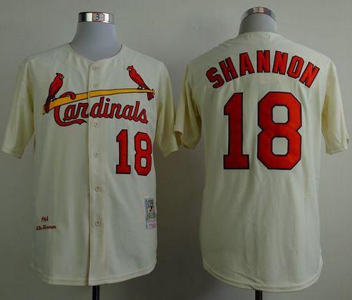 Mitchell And Ness 1964 Cardinals #18 Mike Shannon Cream Stitched Jersey