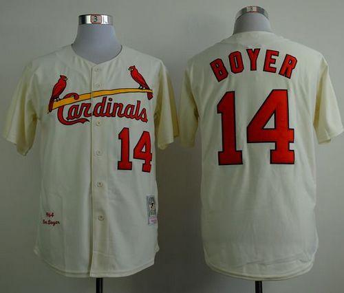Mitchell And Ness 1964 Cardinals #14 Ken Boyer Cream Stitched Jersey