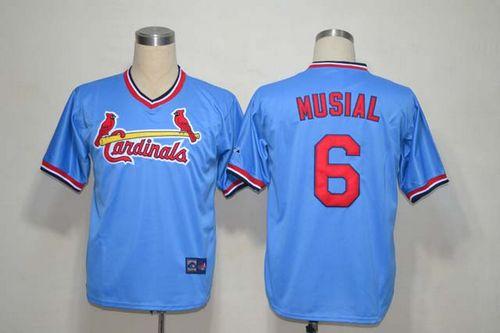 Mitchell And Ness Cardinals #6 Stan Musial Light Blue Throwback Stitched Jersey