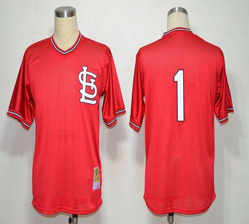 Mitchell And Ness 1985 Cardinals #1 Ozzie Smith Red Stitched Jersey