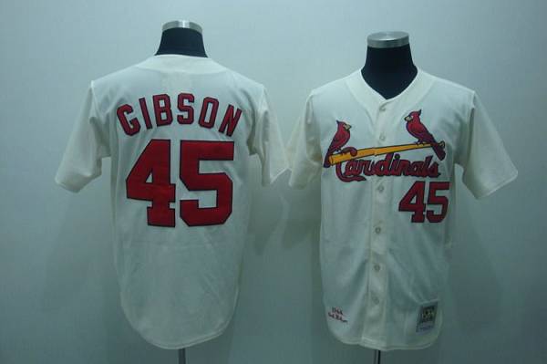 Mitchell And Ness 1967 Cardinals #45 Bob Gibson Stitched Cream Throwback Jersey