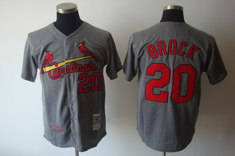 Mitchell And Ness Cardinals #20 Lou Brock Grey Cool Base Stitched Throwback Jersey