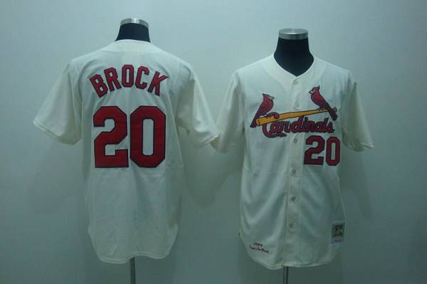 Mitchell And Ness 1967 Cardinals #20 Lou Brock Stitched Cream Throwback Jersey