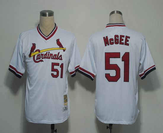 Mitchell And Ness Cardinals #51 Willie McGee White Throwback Stitched Jersey