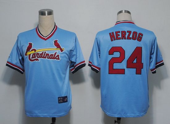 Mitchell And Ness Cardinals #24 Whitey Herzog Blue Throwback Stitched Jersey