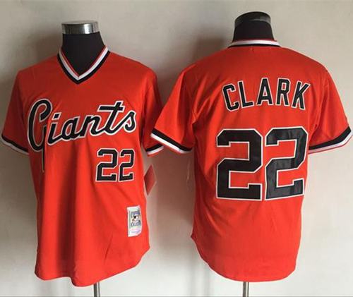 Mitchell And Ness Giants #22 Will Clark Orange Throwback Stitched Jerseys