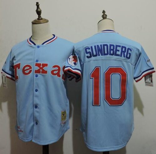 Mitchell And Ness Rangers #10 Jim Sundberg Light Blue Throwback Stitched Jersey