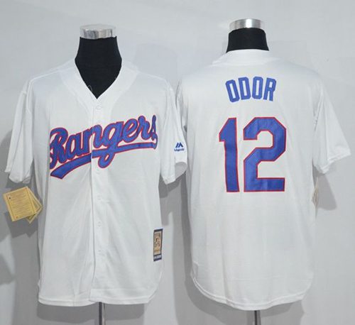Mitchell And Ness Rangers #12 Rougned Odor White Throwback Stitched Jersey
