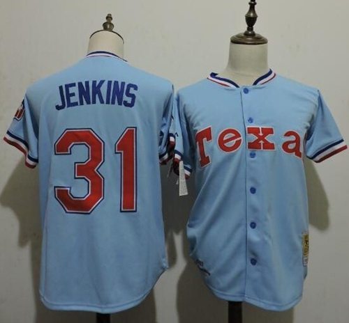 Mitchell And Ness 1981 Rangers #31 Ferguson Jenkins Light Blue Throwback Stitched Jersey