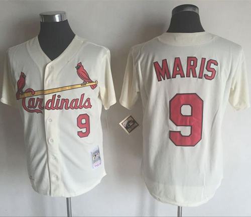 Mitchell And Ness 1967 Cardinals #9 Roger Maris Cream Throwback Stitched Jersey
