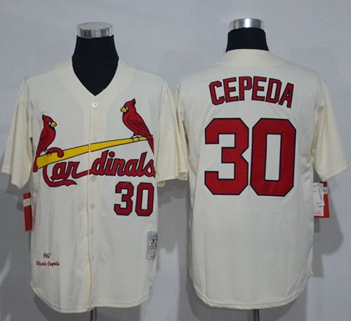 Mitchell And Ness 1967 Cardinals #30 Orlando Cepeda Cream Throwback Stitched Jersey