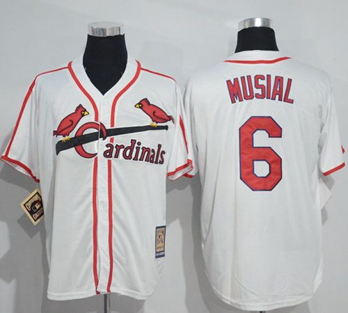 Mitchell And Ness Cardinals #6 Stan Musial White Throwback Stitched Jersey