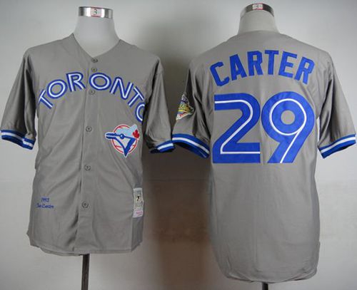 Mitchell And Ness 1992 Blue Jays #29 Joe Carter Grey Stitched Throwback Jersey
