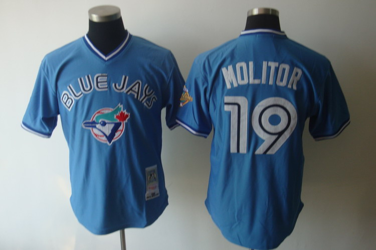 Mitchell And Ness Blue Jays #19 Paul Molitor Blue Stitched Jersey