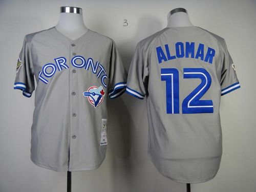 Mitchell And Ness Blue Jays #12 Roberto Alomar Grey Stitched Throwback Jersey