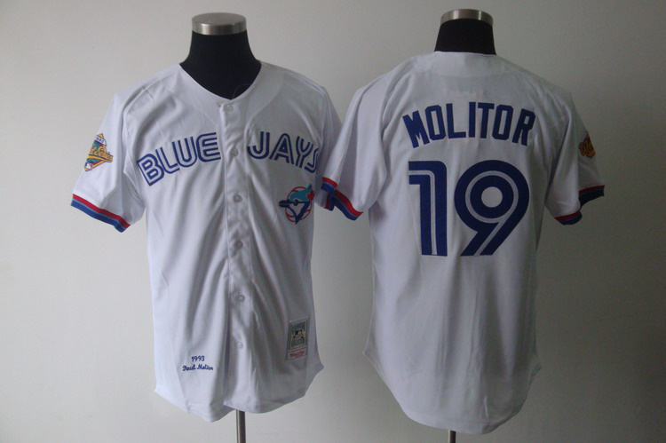 Mitchell And Ness Blue Jays #19 Paul Molitor White Stitched Jersey