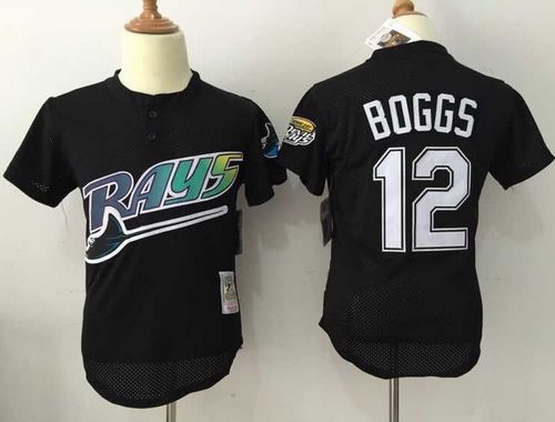 Mitchell And Ness Rays #12 Wade Boggs Black Throwback Stitched Jersey