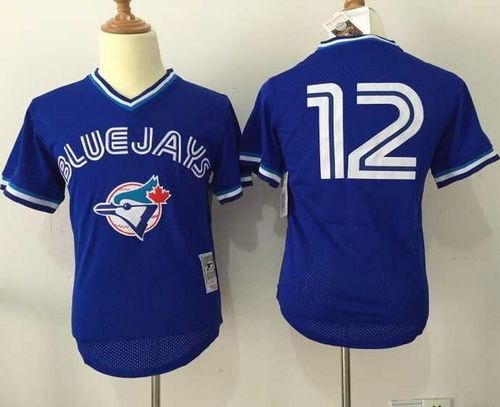 Mitchell And Ness Blue Jays #12 Roberto Alomar Blue Throwback Stitched Jersey