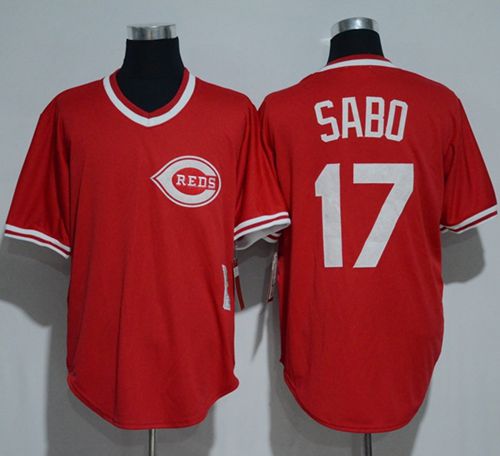 Mitchell And Ness 1990 Reds #17 Chris Sabo Red Throwback Stitched Jersey