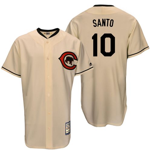 Mitchell And Ness Cubs #10 Ron Santo Cream Throwback Stitched Jersey