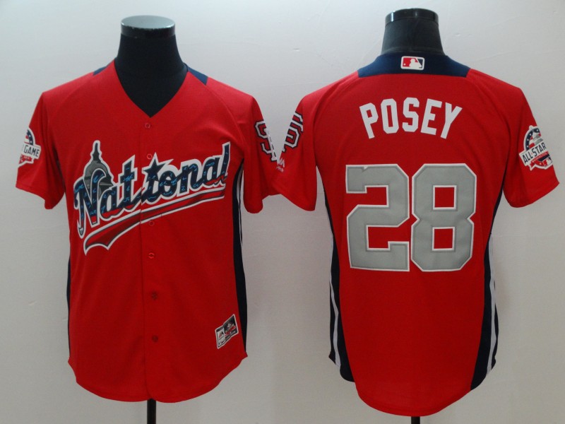 National League #28 Buster Posey Red 2018 All-Star Game Home Run Derby Jersey