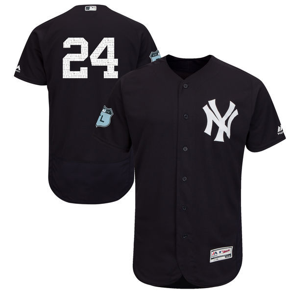 New York Yankees #24 Gary Sanchez Majestic Navy 2017 Spring Training Authentic Flex Base Player Stitched Jersey