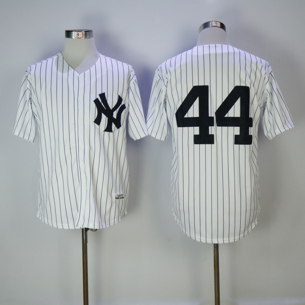 New York Yankees #44 Reggie Jackson White 1977 Mitchell Ness Stitched Jersey