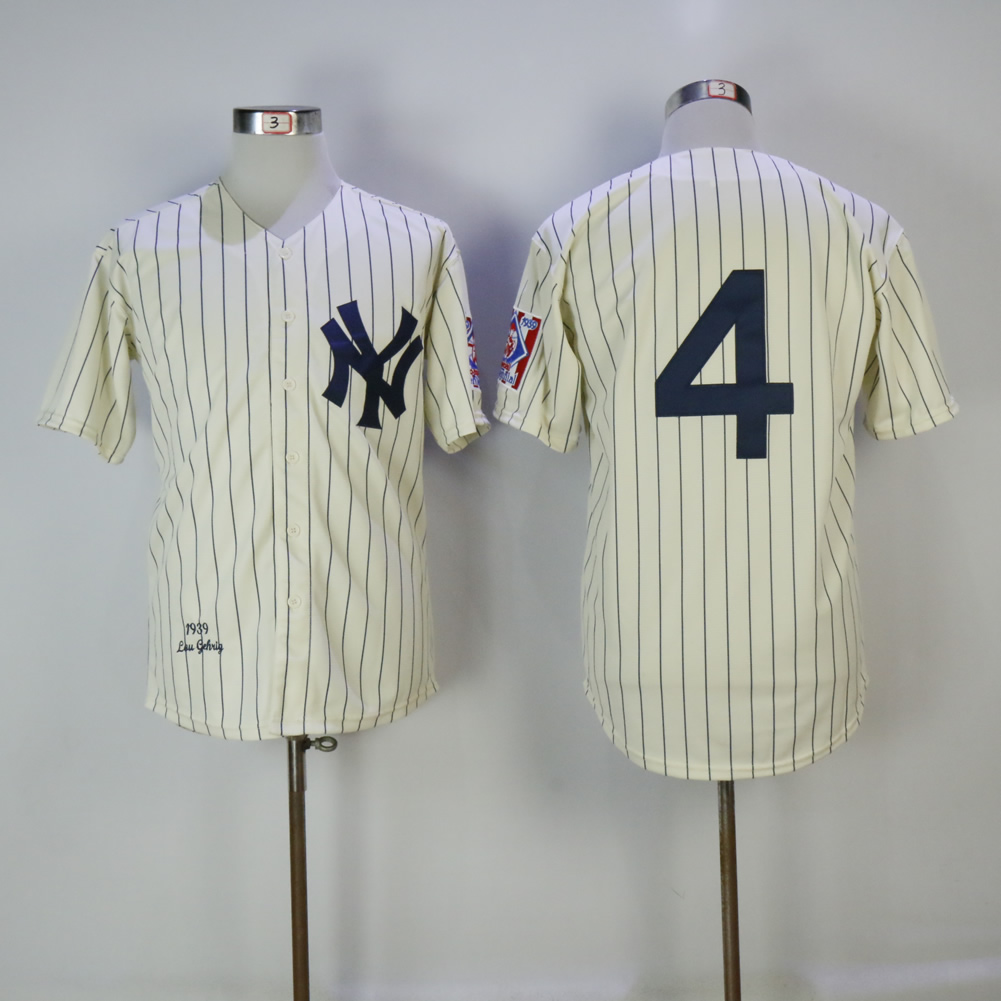 New York Yankees #4 Lou Gehrig Cream 1939 Mitchell Ness Stitched Jersey