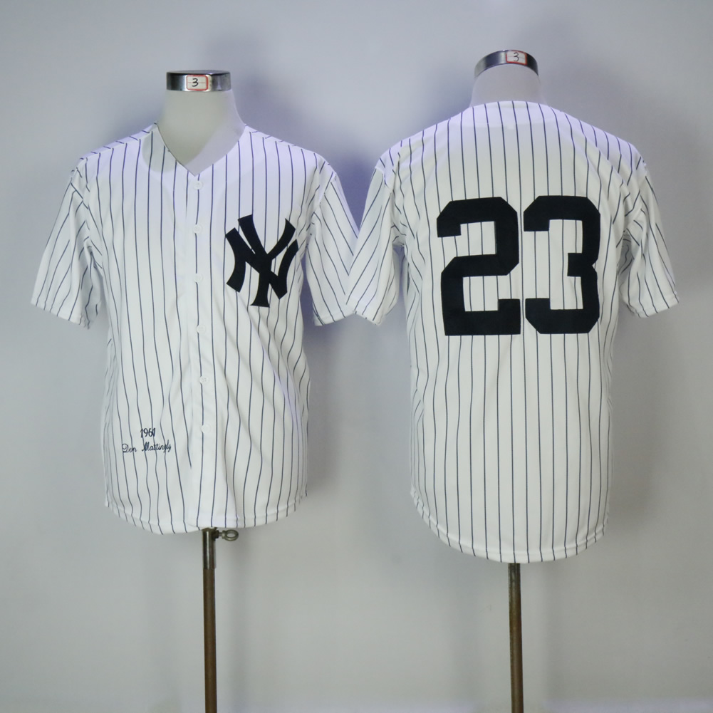 New York Yankees #23 Don Mattingly White 1961 Mitchell Ness Stitched Jersey
