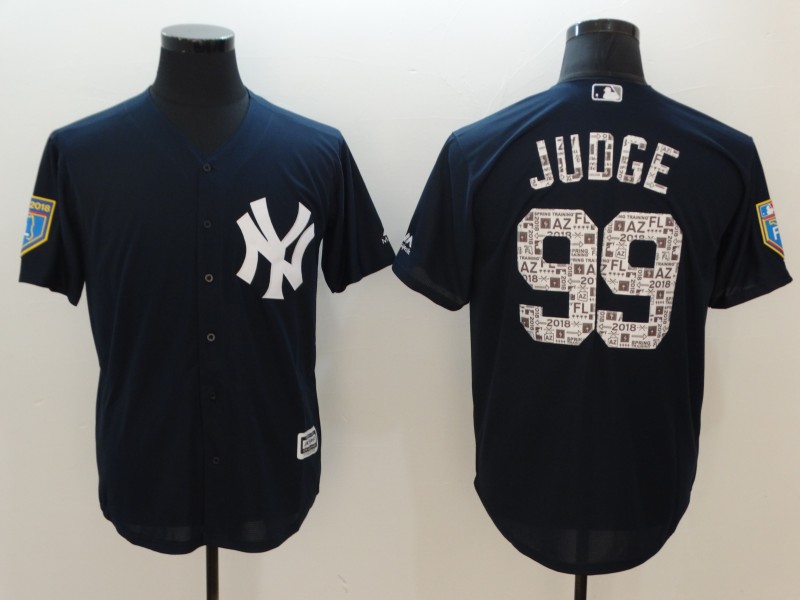 New York Yankees #99 Aaron Judge Navy 2018 Spring Training Cool Base Stitched Jersey