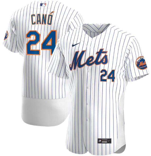 New York Mets White #24 Robinson Canó Flex Base Stitched Jersey