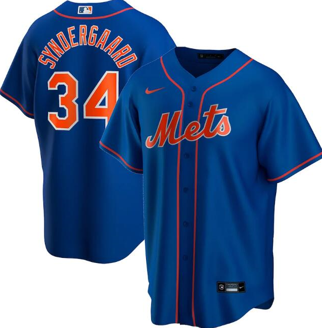 New York Mets Blue #34 Noah Syndergaard Cool Base Stitched Jersey